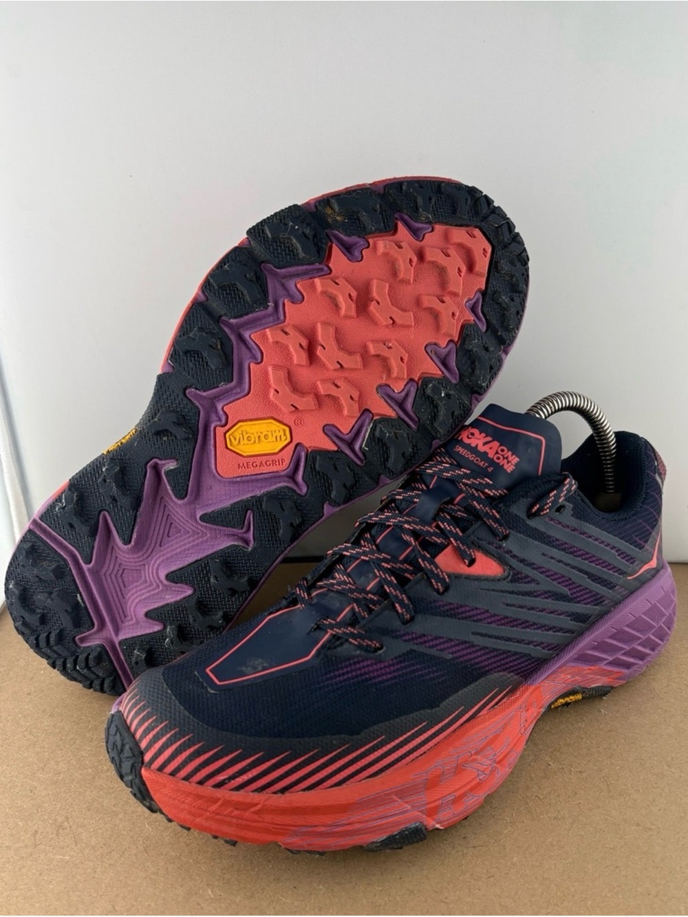 Hoka One One Navy with Teal and Coral Details